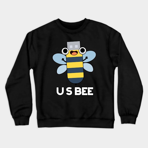 US Bee Funny USB Technical Pun Crewneck Sweatshirt by punnybone